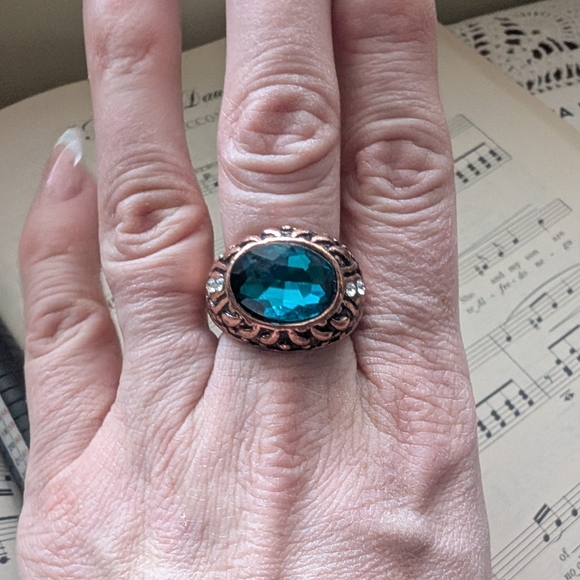 Copper Teal Gemstone Ring - Picture 1 of 5
